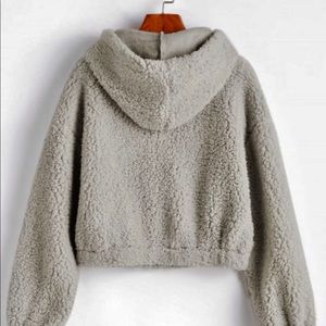 Zaful teddy grey hoodie